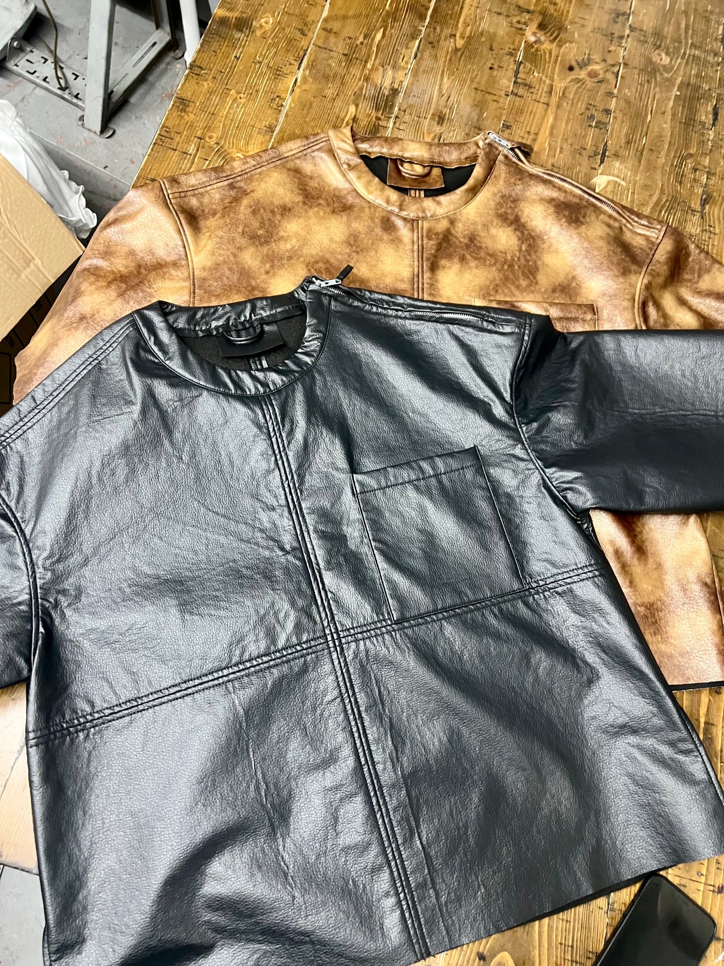 Box Fit Cropped Leather Tee