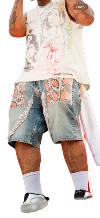 Denim Snake Diamond Shorts